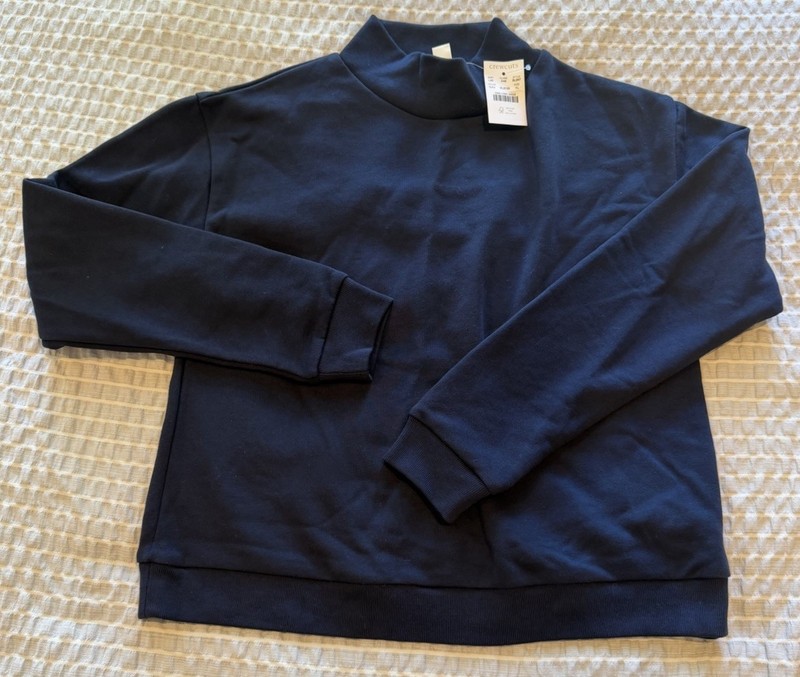 J Crew Crewcuts Youth Unisex Mock Neck Navy Blue Fleece Sweater Size: XL (NWT)