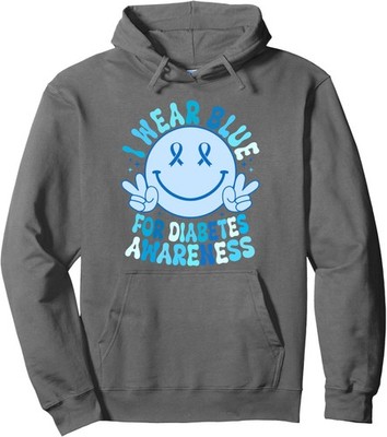 I Wear Blue Smile Face Diabetes Awareness Unisex Hooded Sweatshirt