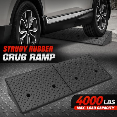 For Warehouse/Wheelchair/Cars 5.9'' Rise Rubber Driveway Threshold Curb Ramp 1Pc