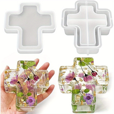 #ad Cross Box Silicone Resin Molds with Lid Jar Storage Mold for Epoxy Resin Candle $13.50