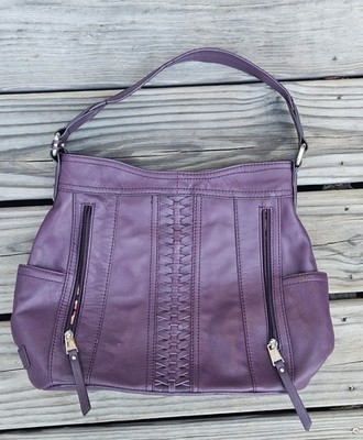 Tignanello Royal Plum Purple Leather Hobo Bag Purse Handbag Shoulder *READ