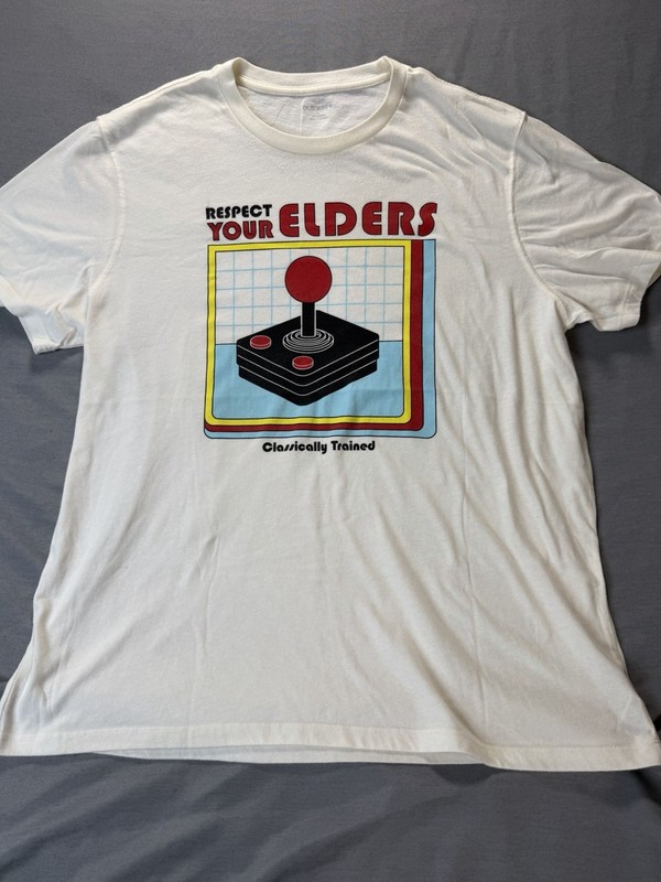 Old Navy Respect Your Elders T Shirt. Size 2xL. Retro Video Game. Excellent Cond