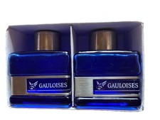 Gauloises Zigaretten, Salz und Pfefferstreuer Set Glas blau Edelstahl eckig