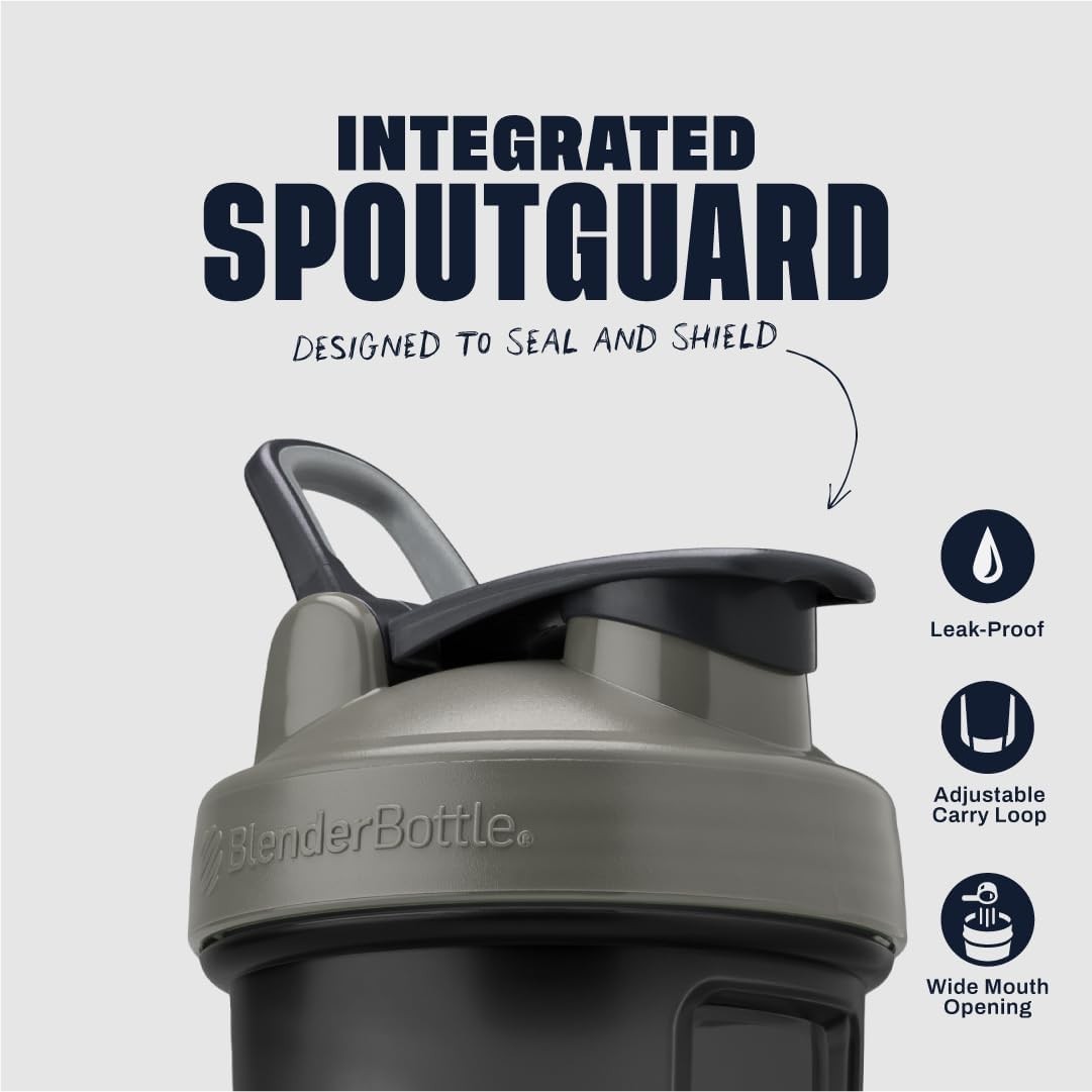 BlenderBottle Classic V2 Shaker 28oz – Protein & Pre-Workout Mixer, Black Shadow