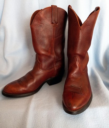Vintage Justin Boots Style 9044 MADE IN USA Brown Leather Men’s Western Roper 10 - Image 1