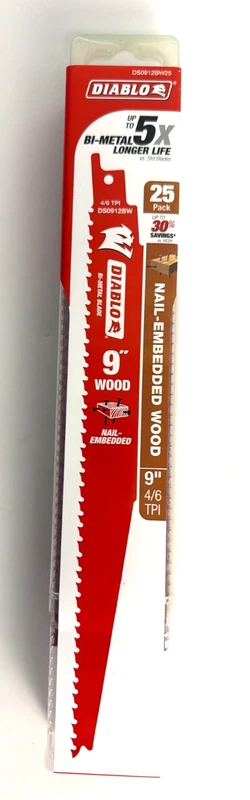 bi-metal blade for nail-embedded wood, 25-pack