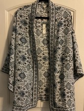 Women s Plus Max Studio Blue Floral Duster 2XL NWT