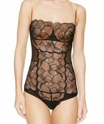 La Perla Iris Lace Fantasy 36B Black Lace Bodysuit Detachable Straps