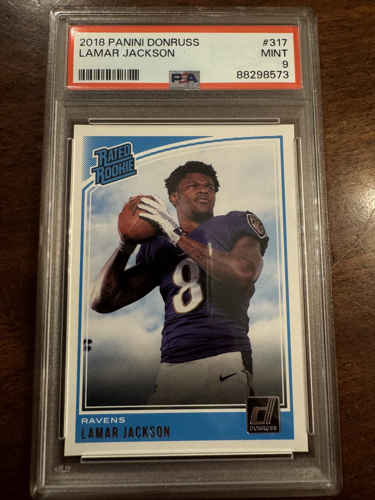 2018 Panini Donruss Lamar Jackson #317 PSA 9 Mint Rated Rookie RC Ravens