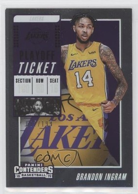 2018-19 Panini Contenders Playoff Ticket 102/199 Brandon Ingram #40 s7f