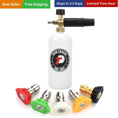 #ad Foam Cannon with 1 4 Inch Quick Connector 1 Liter 5 Pressure Washer Nozzle ... $37.89