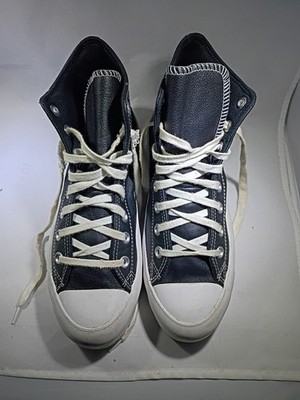 All-Star Leather Converse Lugged High-Top Platforms Size 9.5 Black/White.