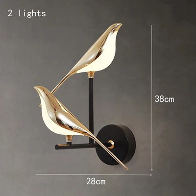 Nordic Golden Bird LED Wall Lights Parlor Bar Creative Wall Lamps Novelty