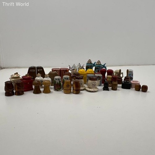 Vintage Salt and Pepper Shaker Lot Ceramic Wood Metal Souvenir 45 Pieces