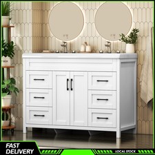 47" Modern Bathroom Vanity Cabinet with Sink Ceramic Freestanding and 6 Drawers.
