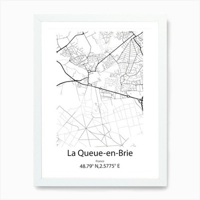 La Queue En Brie, Frankreich minimalistisch gerahmtes Wandbild Poster Leinwanddruck Bild