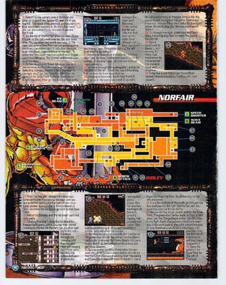 Vtg Super Metroid Strategy Map 1994 Norfair Ridley Boss Guide Snes Nintendo Art