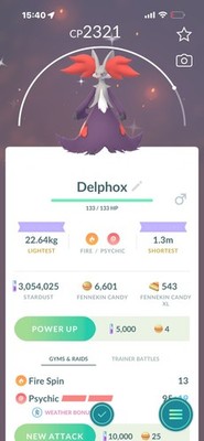 Pokemon Go Shiny Delphox 