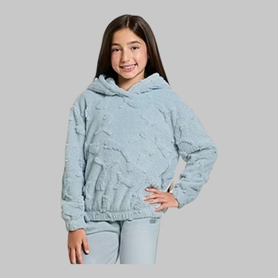 PUMA Girls Embossed Sherpa Pullover Hoodie Size Small