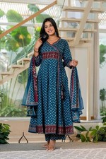 Women's printed cotton kurta  pant, dupata set; Size: S to 3XL Massage for Size