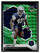 2021 Panini Mosaic #369 Jabril Cox Green Mosaic Prizm RC Cowboys