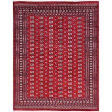 9'4"x12' Berry Red Princess Bokara Soft Wool Hand Knotted Rug R1327
