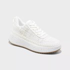 Universal Thread Women's Low Top Woven Lace Up Sneakers Memory Foam White