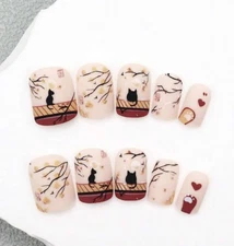 Gel Press on Nails nails Handmade 24 pc set. Free Set With  Each Purchase