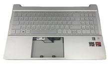 Original HP Pavilion 15-EH0018na Laptop Palmrest Upper Cover Keyboard Silver UK