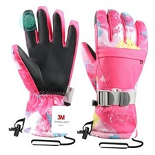 Ski Gloves,Winter Snow M Fit Kids 11-15 Years and Women size S-M Rose Red