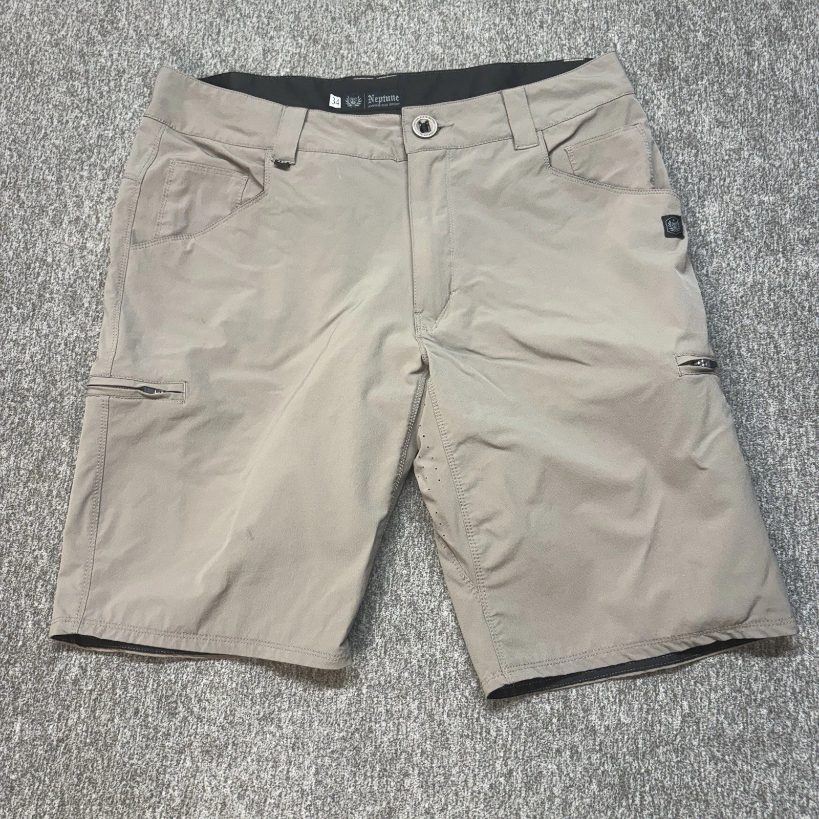Neptune Amphibious Shorts Mens 34 Gray Quick Dry Hiking Fishing Cargo
