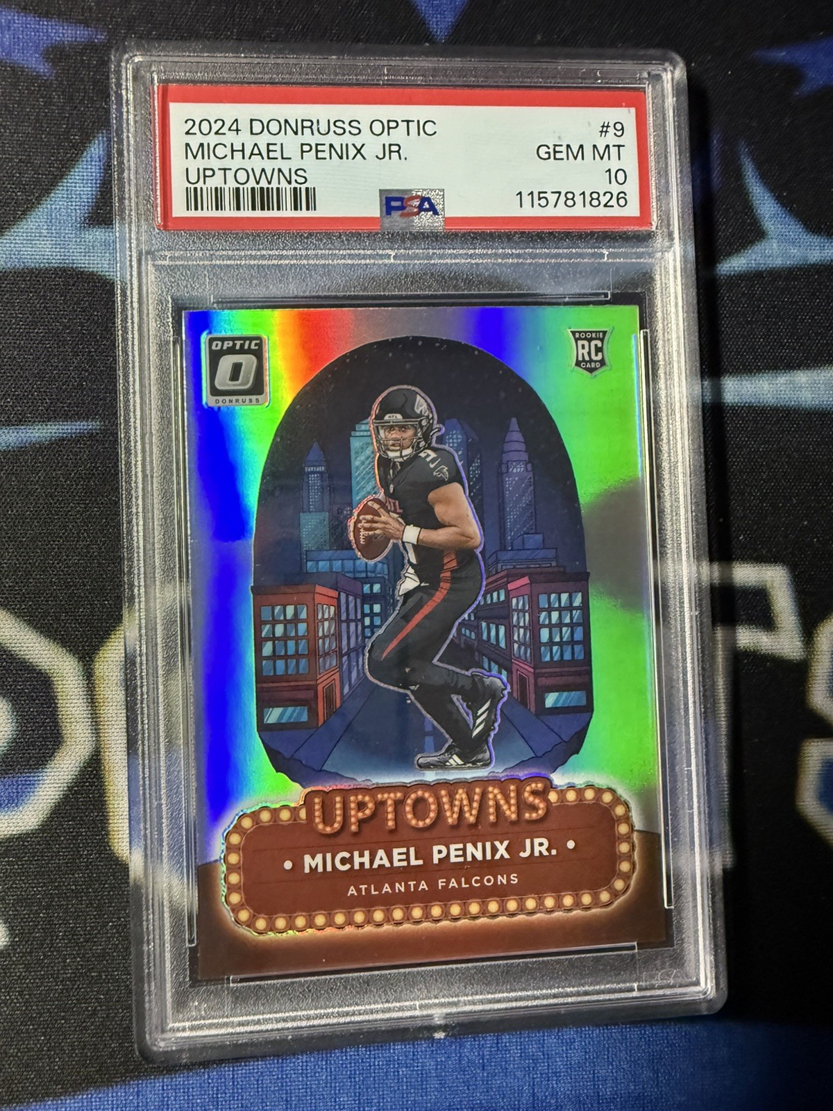 MICHAEL PENIX JR. 2024 DONRUSS OPTIC UPTOWNS SP ROOKIE FALCONS RC PSA 10