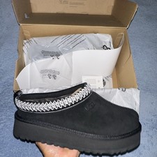 UGG Tazz Womans Platform Black Suede Slip-On Clog Slippers US 9 UK 7 EU 40
