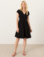 PACT Organic Fit Flare Crossover Dress, Black