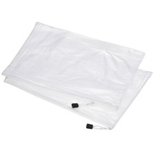 12 x Mesh Zipper Bags A4 Plastic Zip File Pouch Document Folders White