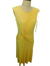 Ralph Lauren Size 6 Yellow Body Con STRETCH Sleeveless Dress