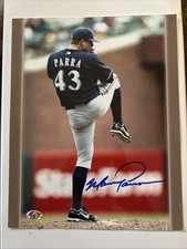 Manny Parra Autographed 8 X 10 Brewers Legends Of The Field Holo Sticker
