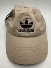 Adidas Trefoil Tan  Black One Size Fits All Adjustable Baseball Hat Cap 300
