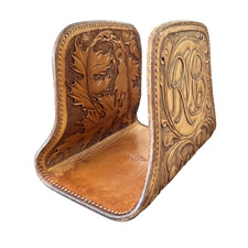 Ray Holes Saddle Co. Leather Napkin Holder Book End Western Decor RMB Initials