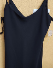 Women  s Black Solid Full Slip Slip with Adjustable Straps, Strap Accent, L
