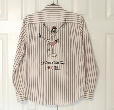 Camisa Martini Niña Vintage Wacko Maria Tokyo Roja Rayas Bordada Talla S