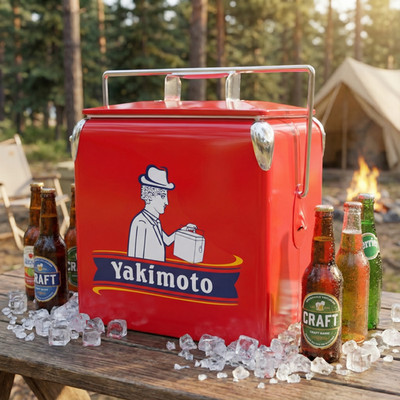 Yakimoto 14Qt Metal Cooler 72H Ice Retention Portable Ice Chest for Camping BBQ