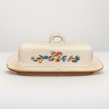 Heartland International Vintage Stoneware Covered Butter Dish 8 Inch