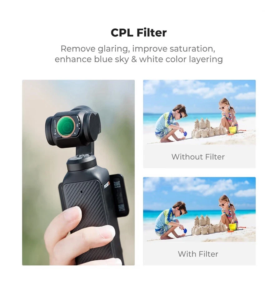 K&F Concept Wide Angle Lens & Effect & ND & CPL Filter Set for DJI Osmo Pocket 3 - Image 3 of 4