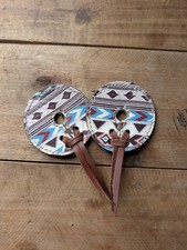 Western Leather Bit Gaurds Southwestern Aztec Pattern Set Of 2