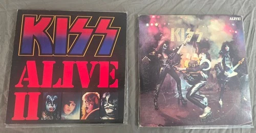 KISS LP Lot Alive 1976 w/ Booklet / Alive II 1st 1977 Press w/ OIS + Booklet