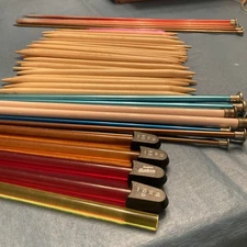 Vtg Lot Knitting needles Mixed Sizes 10-2.5 Double Point Wood Metal Circular