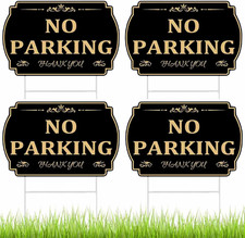 4 Pcs No Parking Signs with Metal Poles 12 X 8 Inch Waterproof and Climate Resis
