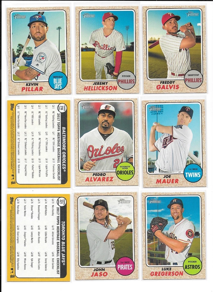 2017 Topps Heritage Baseball Trading Cards / Choose #s 201 - 400 + insert / mb53 - Image 2 of 4