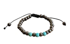 Magnetic Hematite Turquoise Bracelet - Hematite Adjustable Bracelet